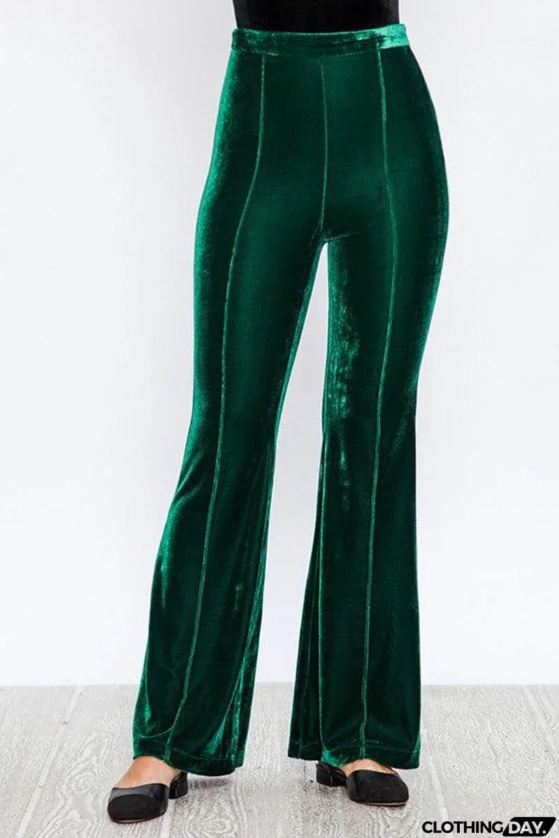 Cheerful Velvet Seam Flares Pants
