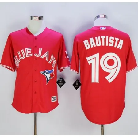 Blue Jays #19 Jose Bautista Red New Cool Base Canada Day Stitched MLB Jersey B7S7