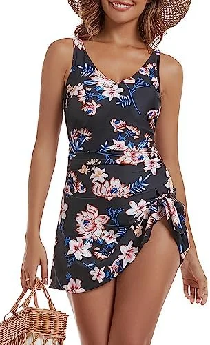 One Piece Tummy Control Swimdress for Women 