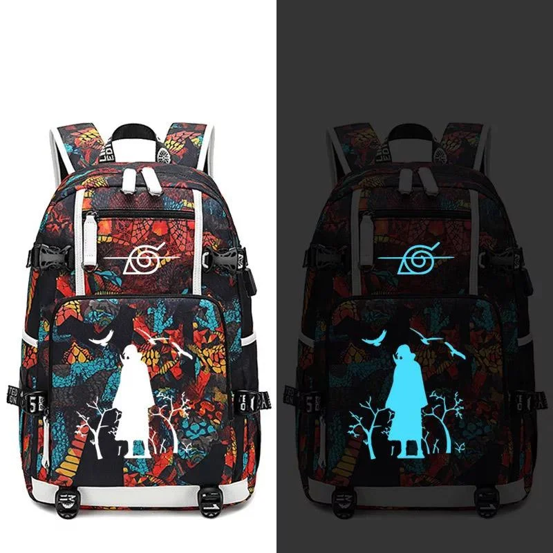 Buzzdaisy Anime Naruto Uzumaki Hatake Kakashi Uchiha Sasuke #5 USB Charging Backpack School NoteBook Laptop Travel Bags