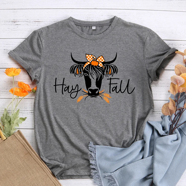 Hay Fall Autumn Cow T-Shirt Tee-014854