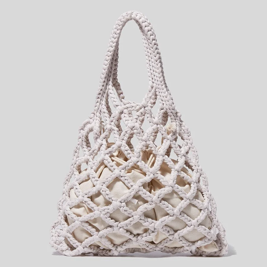 Female Bag New Japanese and Korean Fashion Trend Simple Woven Bag Hollow Out Basket Shopping Bag All-match Handbag Female