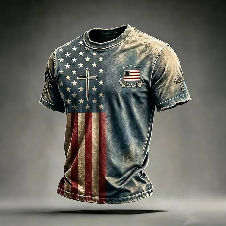 Men's Faith Veterans Flag Print T-shirt