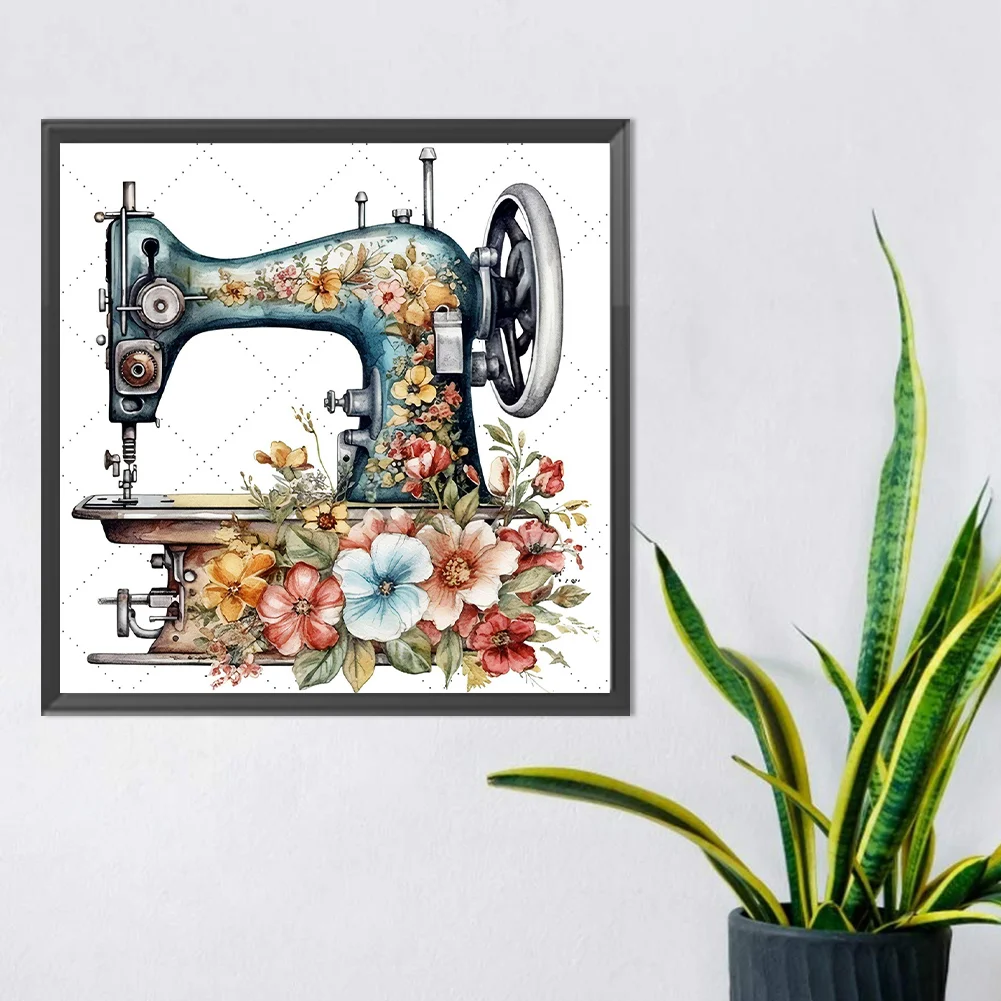 Diamond Painting - Full Round Drill - Sewing Machine(30*30cm)