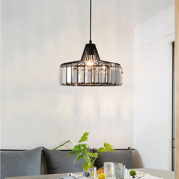 Modern Simplicity Iron Crystal 1 - Light Pendant Light For Dining Room