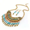 Bohemian Style Tassel Pendant Chunky necklace Earrings Exaggerated Jewelry Set Women Birthday Party Gift