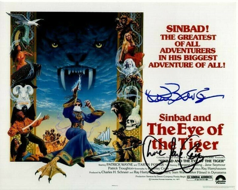 Patrick wayne and jane seymour signed sinbad and the eye of the tiger Photo Poster painting