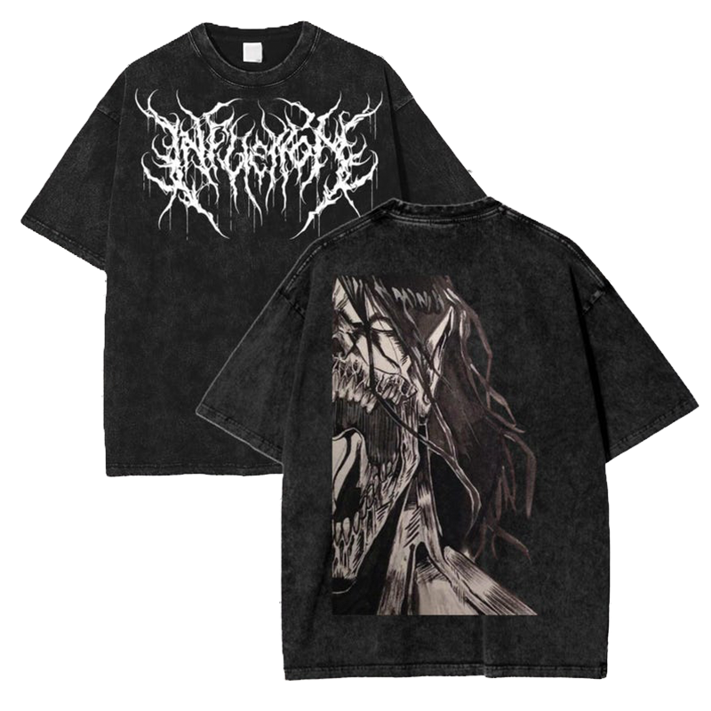 Attack On Titan Printed Oversize Washed T-Shirt
