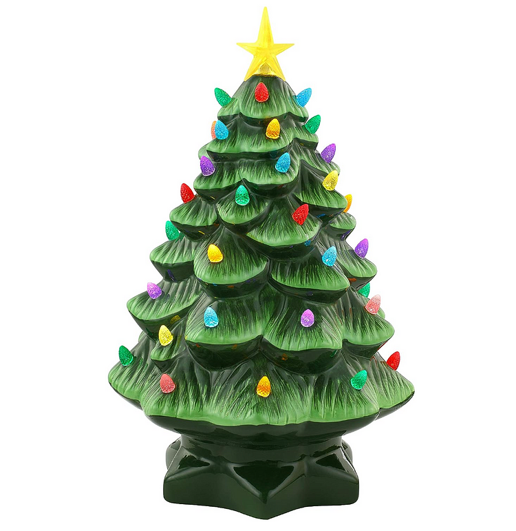 🔥kukelife🔥💝Mr. Christmas Nostalgic Ceramic Christmas Tree with LED Lights