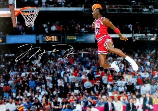 MICHAEL JORDAN - SLAM DUNK - FLYING HIGH - SIGNED Photo Poster painting POSTER -  POST