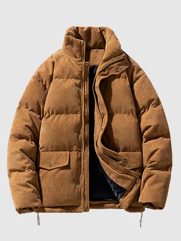 Men's corduroy thickened stand collar  Padded Jacket