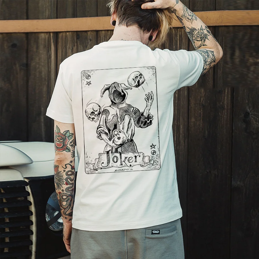 Joker Skull Print Men's T-shirt