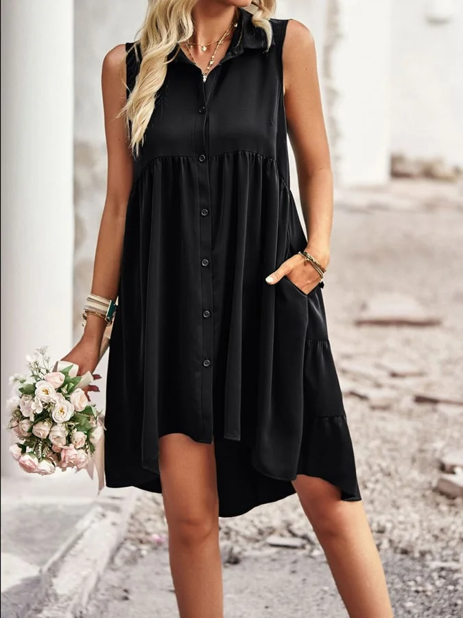 Women's Casual Sleeveless Lapel Dress