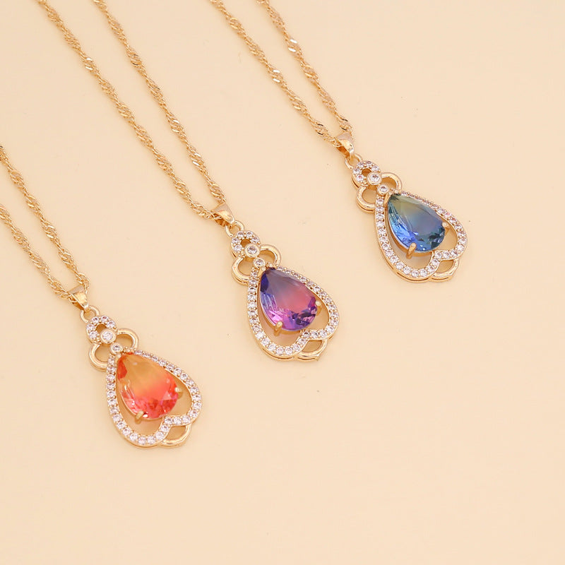 Women Minimalist Retro Vintage Droplet Glass Necklaces