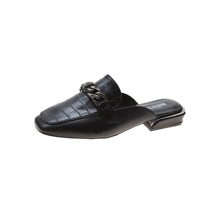 Women Shoes Chain Leather Modern Slippers