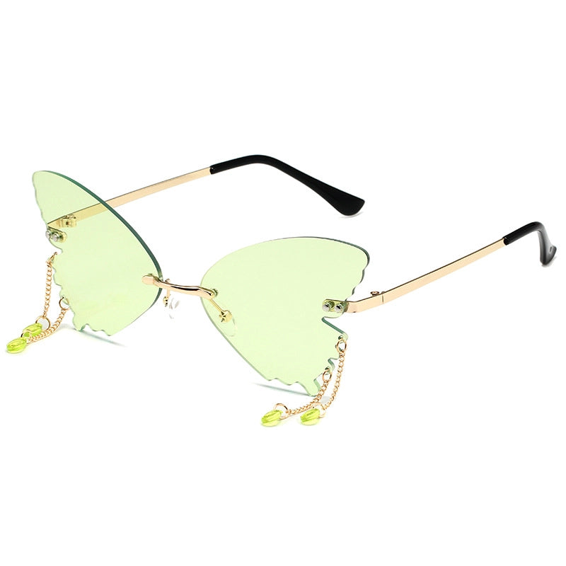 IG Style Hip-Hop Solid Color Pc Butterfly Frame Frameless Women’s Sunglasses