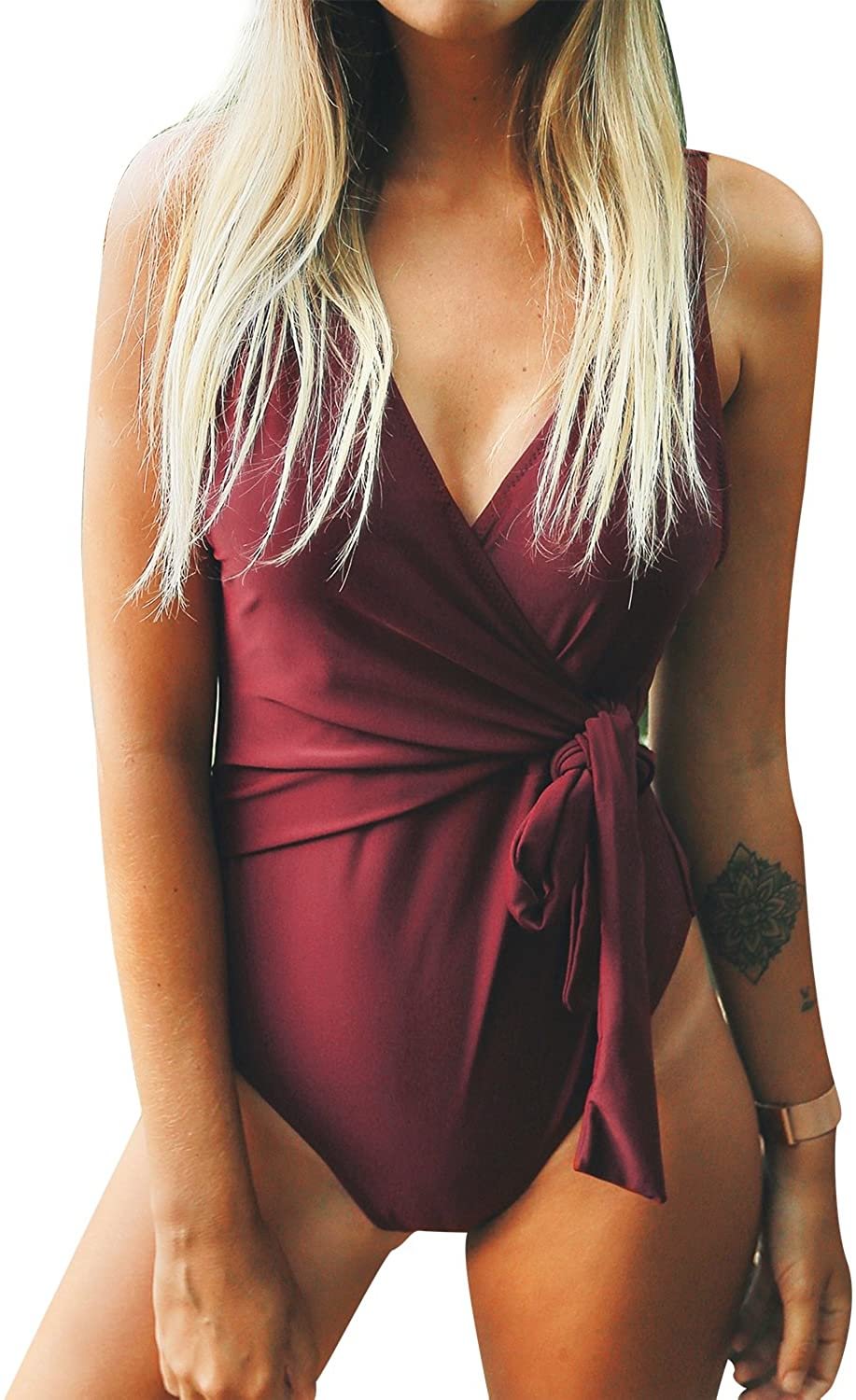 Women's Elegant Dance Solid One-Piece Swimsuit Beach Swimwear Bathing Suit