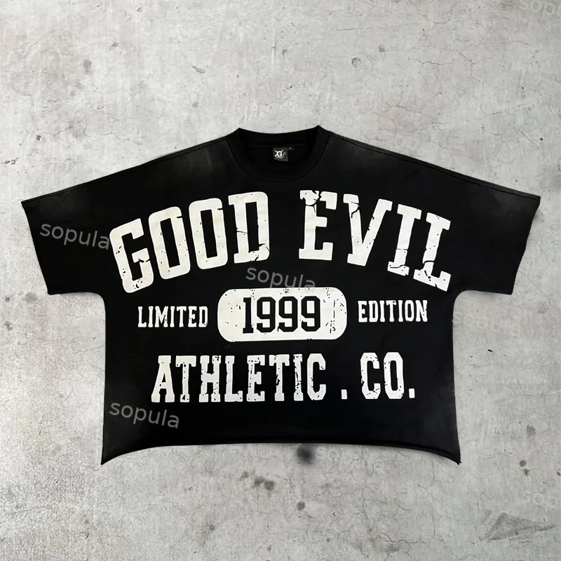 Vintage Good Evil Graphic Cropped T-shirt - Sopula｜Premium Graphic Tees & Graphic Clothing