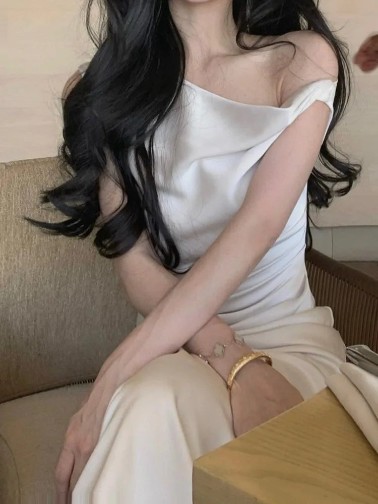 Aiertu Summer Elegant and Chic Women Bodycon Satin Party Dress Vintage Slim Casual Solid Birthday Prom Vestidos Female Clothes Mujers Aiertu