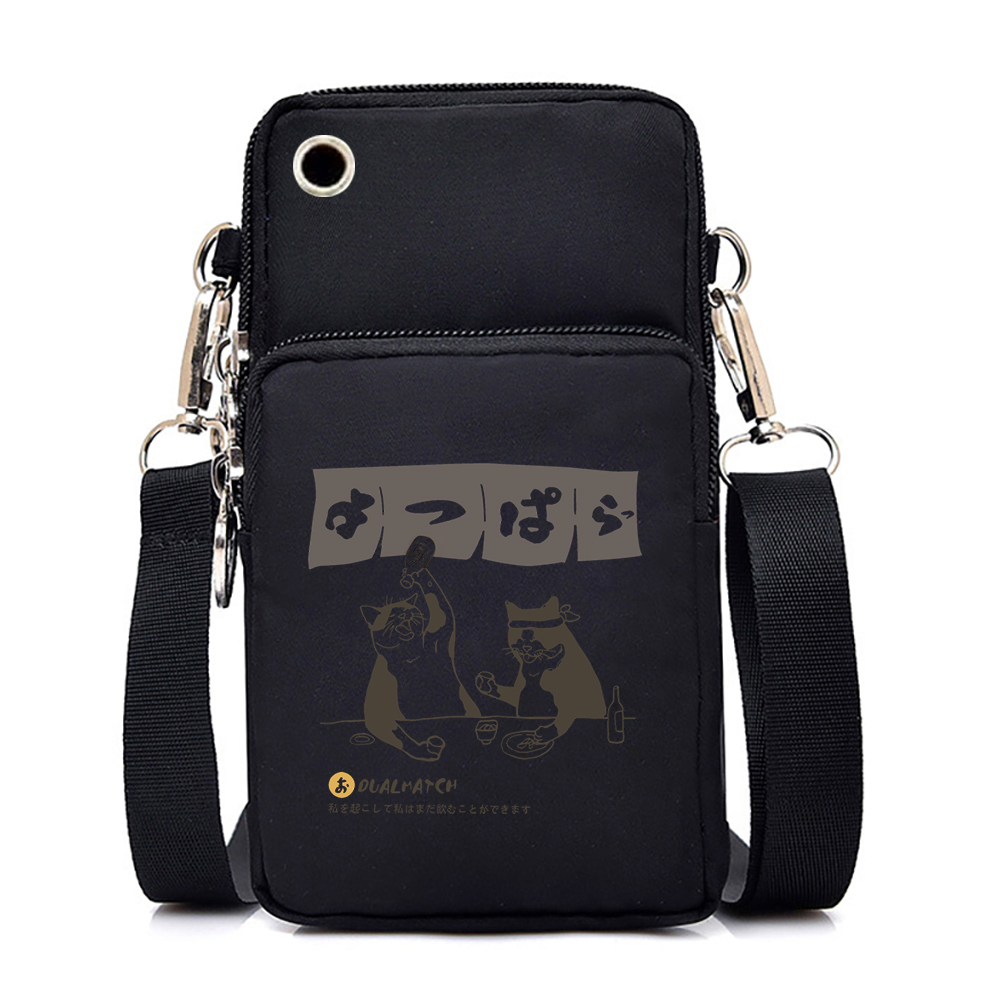 Wingreater Casual Nylon Small Crossbody Bags Women Men Japanese Anime Cats Messenger Shoulder Bag Female Mini Phone Bag Purses Handbags Women's shoulder bags