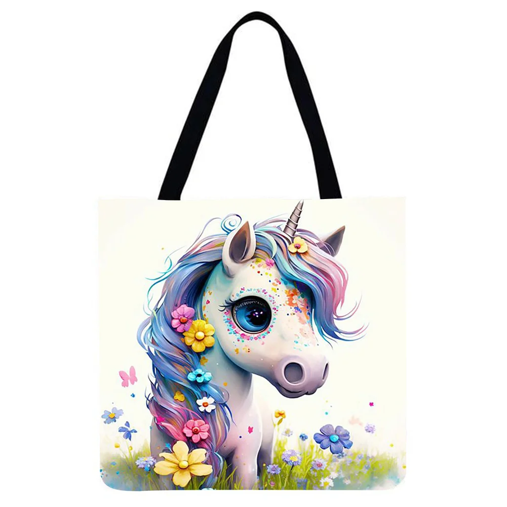 Linen Tote Bag - Color Hair Unicorn