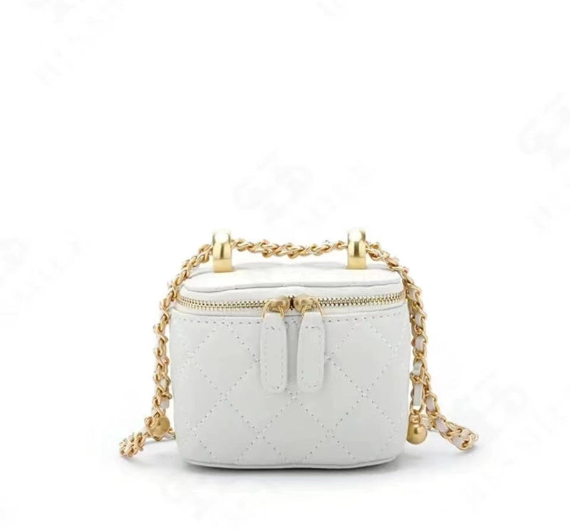 Genuine Leather Women’s Bag Spring New Arrival Sheepskin High-Grade Rhombic Mouth Red Bag Cosmetic Bag