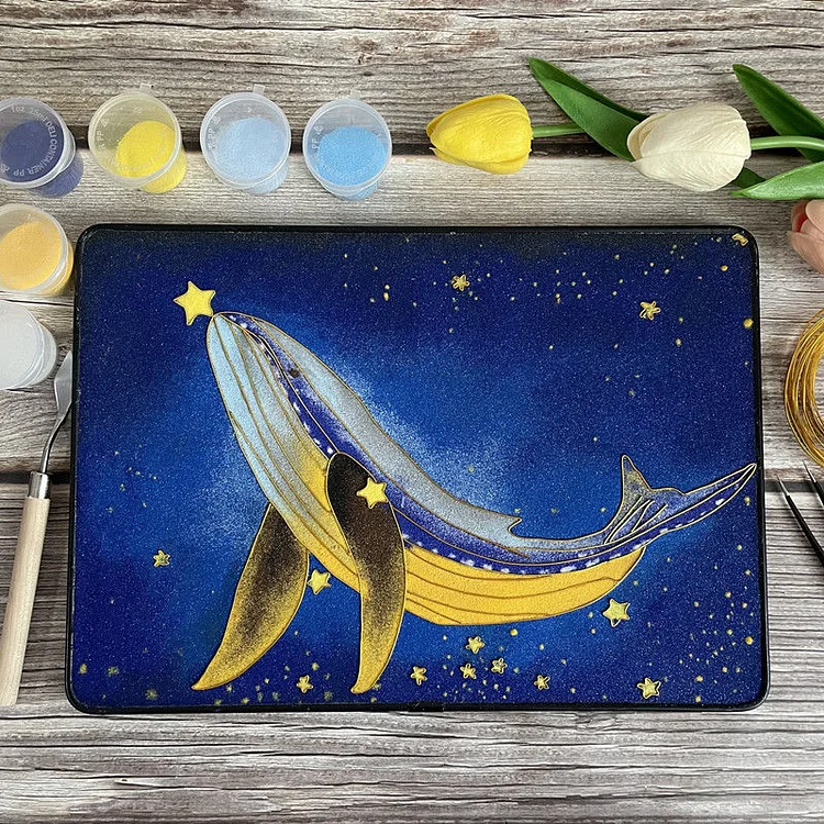 Whale,Beginner Cloisonné Enamel DIY Kit, with Tutorial& All Tools