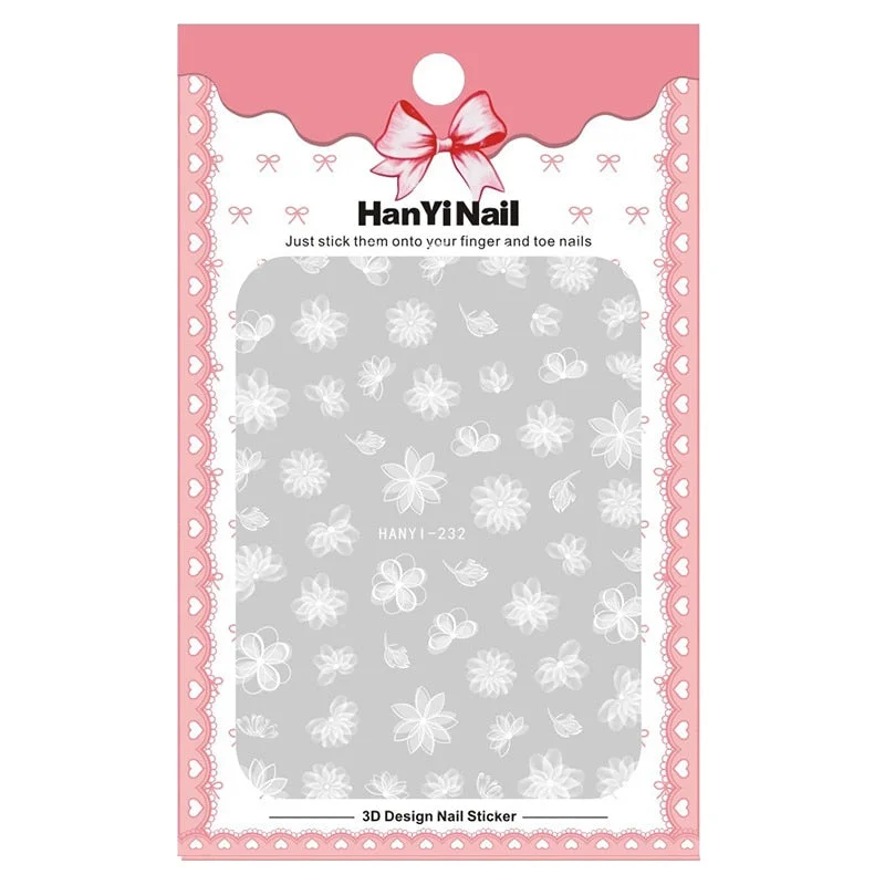 1 Sheet Embossed Nails Sticker 3D Flower Leaves Rose Pattern Adhesive Slider Decals for DIY Nail Art Tips Beauty Decoration-Nail Inspo