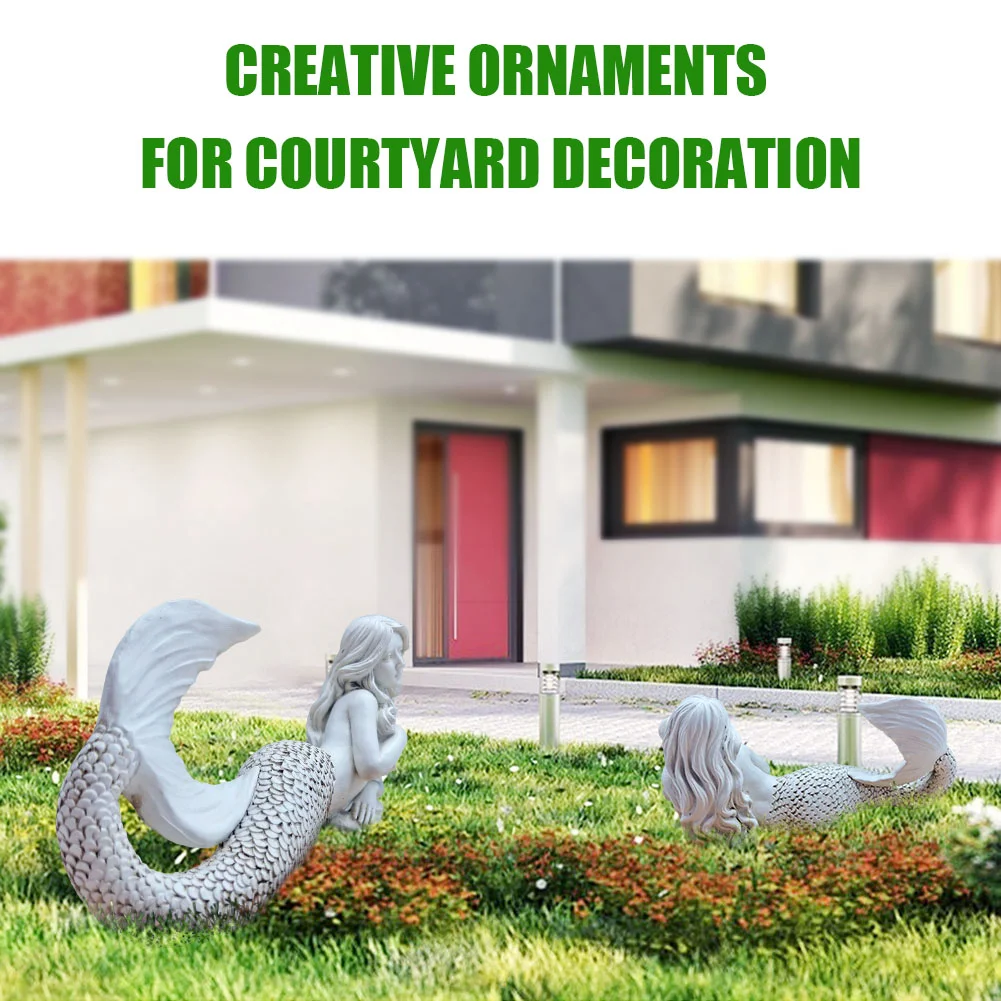 Resin Mermaid Figurine Statue Room Garden Office Master Gift Yard Decor