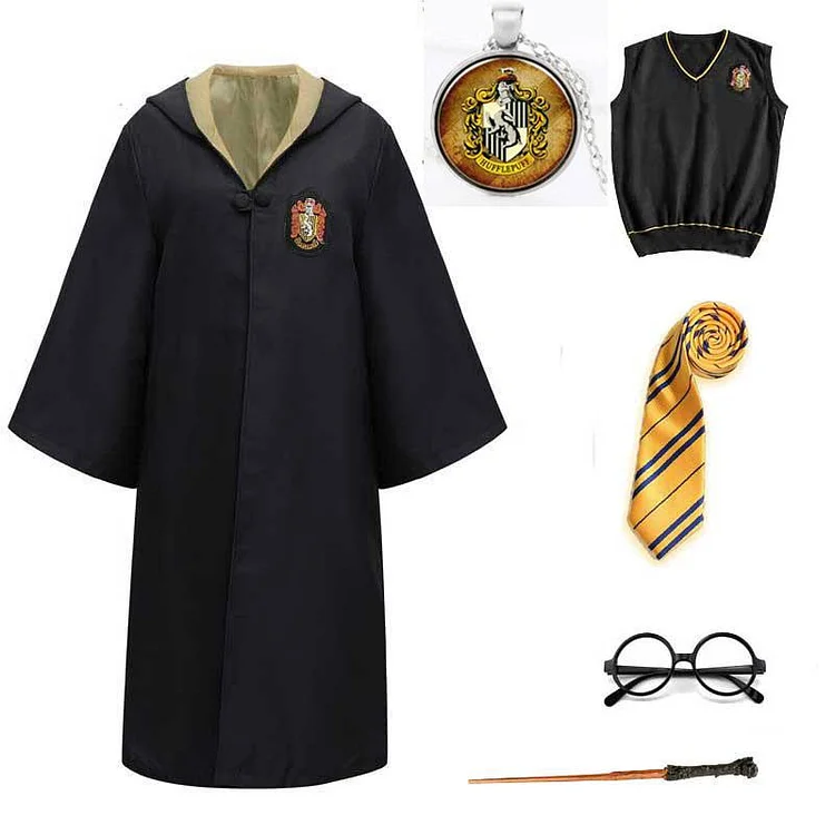 Mayoulove Harry Potter #2 Robe Cloak Clothes Hufflepuff Quidditch Costume Magic School Party Uniform Cosplay Halloween Costume-Mayoulove