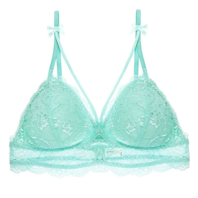 FINETOO Lace Floral Bralette Sexy Wireless Bra For Women Padded Bra Soft Underwear Female Lingerie Push Up Wireless Bralette XL