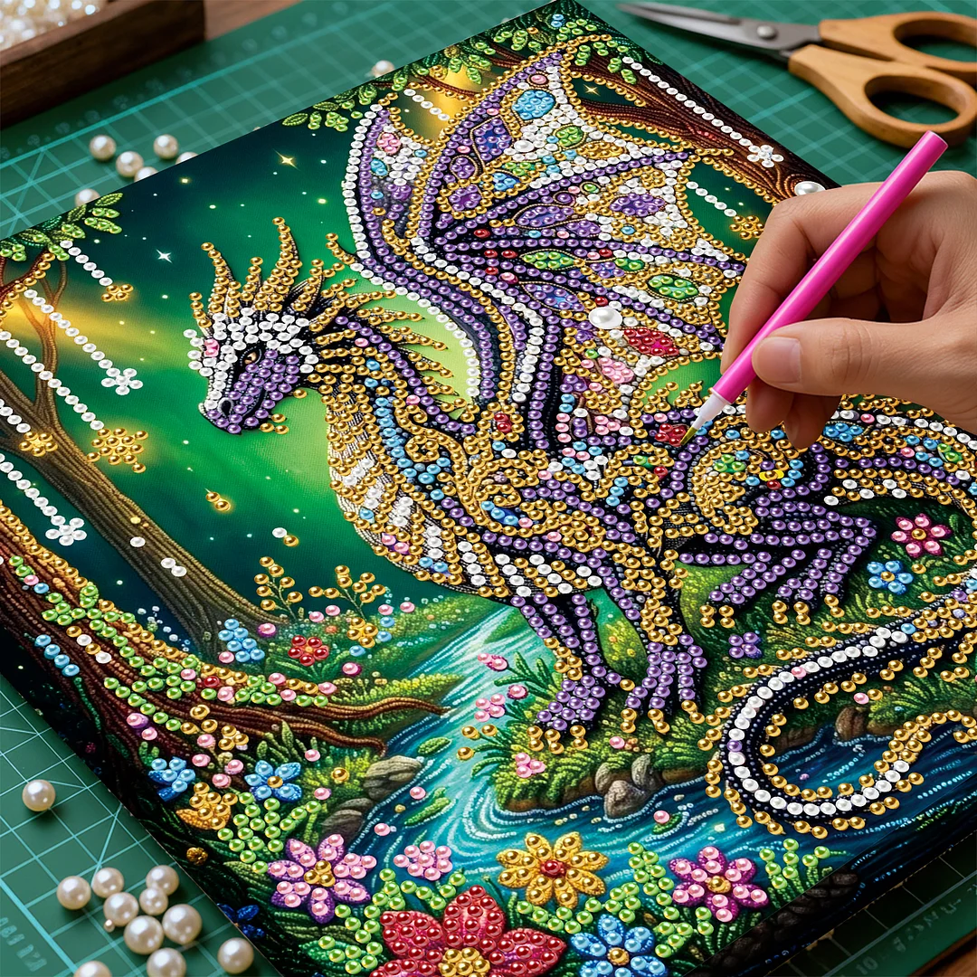 Forest Dragon - DIY Pearl Diamond Art Kit With Frame 25*25cm