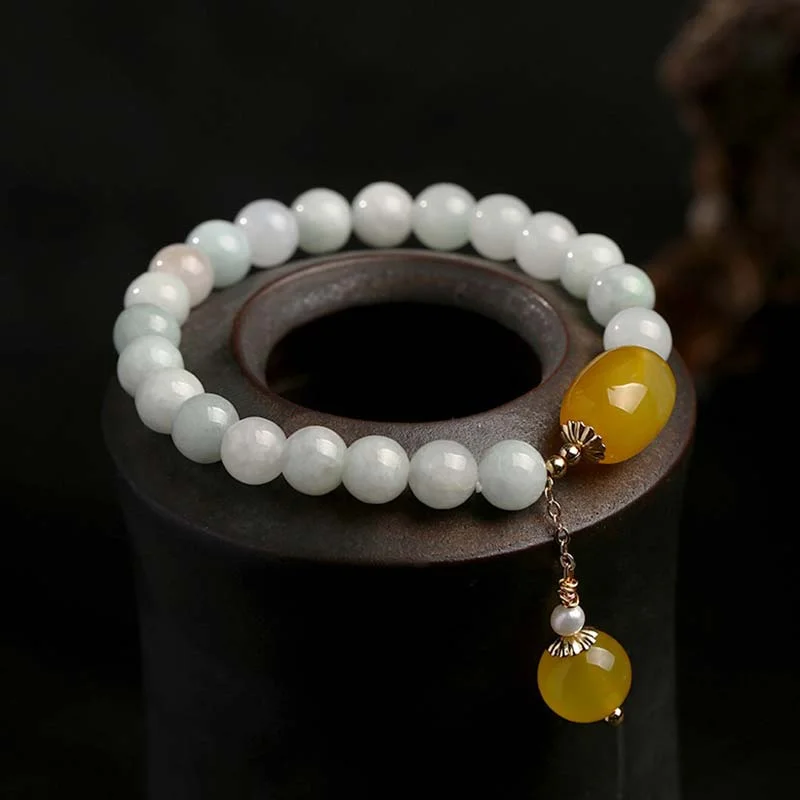 Natural White Jade Agate Protection Bracelet