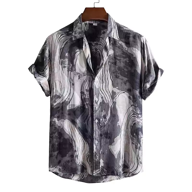Ink painting short sleeve casual shirt letclo 
