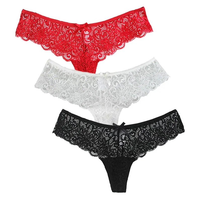 Women Panties 3Pcs/Set Sexy Lace Underwear Set Comfort Female Briefs Fashion Ladies Floral Panty Low Rise Underpants Lingerie