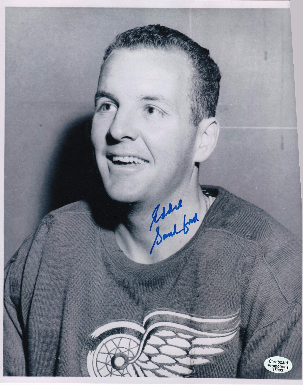 Eddie Sandford Detroit Red Wings Autographed 8x10 Hockey Photo Poster painting W/COA F LL