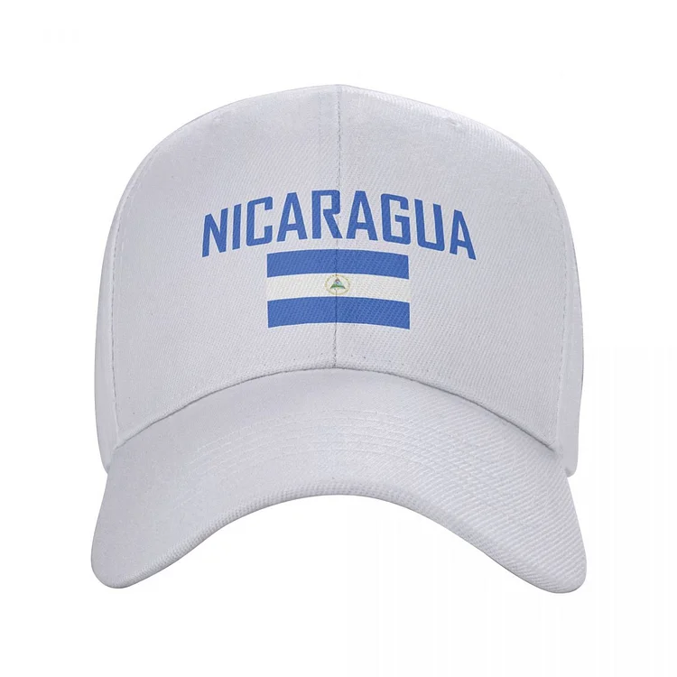 NICARAGUA Country Name With Flag Sun Baseball Cap Breathable Adjustable Men Women Outdoor Soccer Hat For Gift