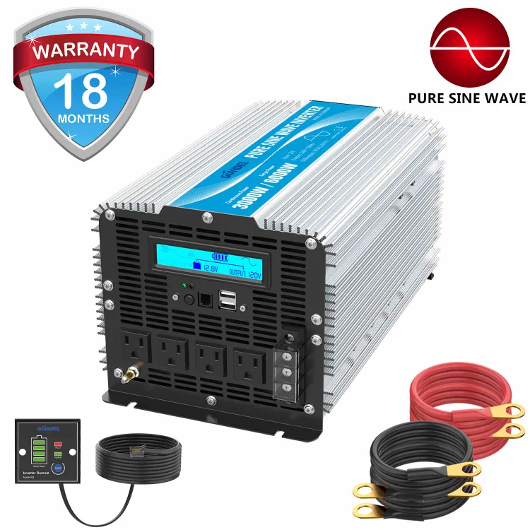 3000W Pure Sine Wave Solar Power Inverter DC 12V 24V To AC 110V 120V / 220V  230V Voltage Converter - Dartello