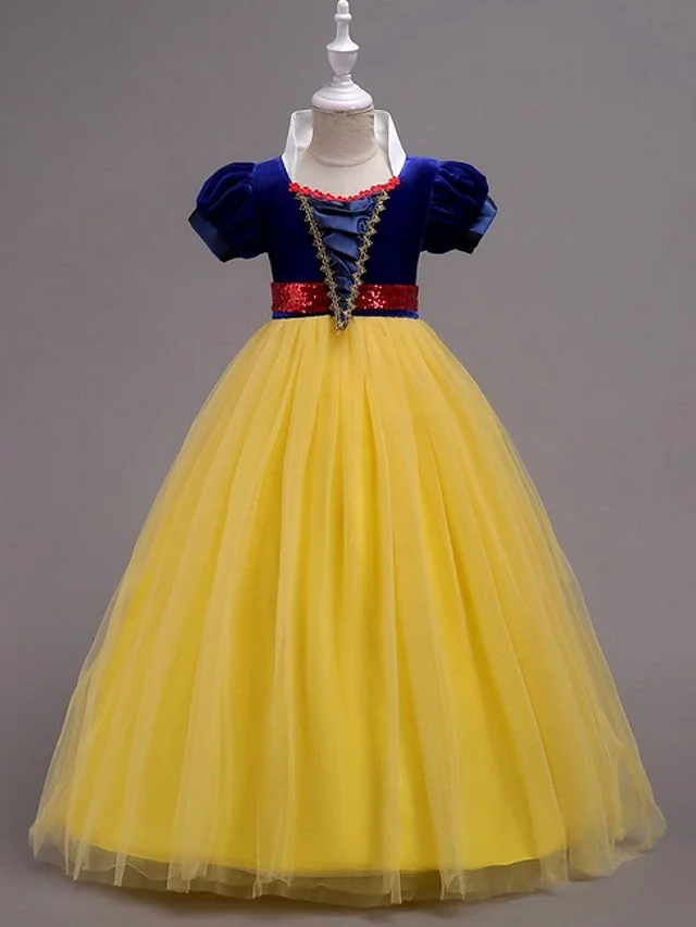 Daisda Short Sleeve Jewel Neck Ball Gown Floor Length Flower Girl Dress Tulle  With Sash Ribbon Tier