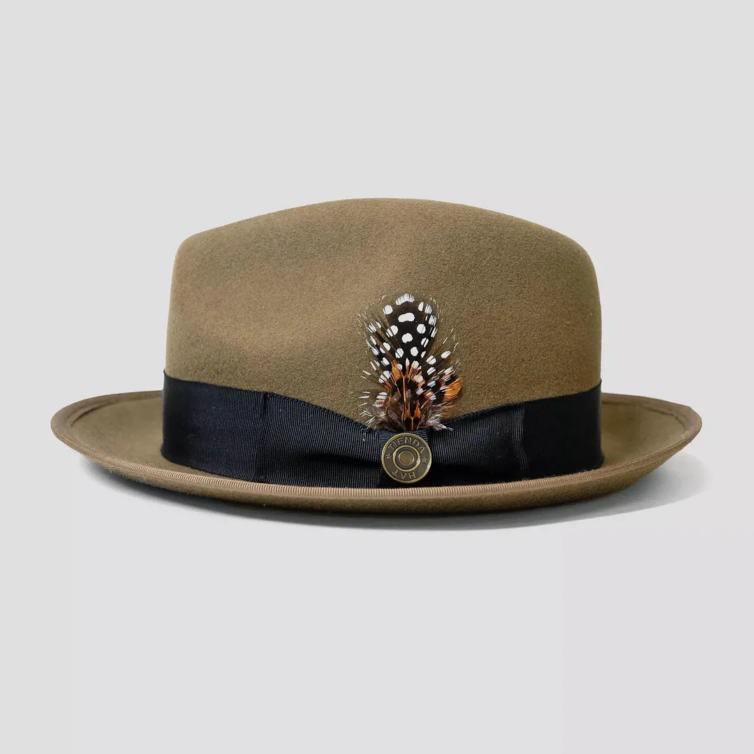 HatsFashion Ranch HatsFashion  Bikary Fedora – Grey/Dark Olive [Fast shipping and box packing]