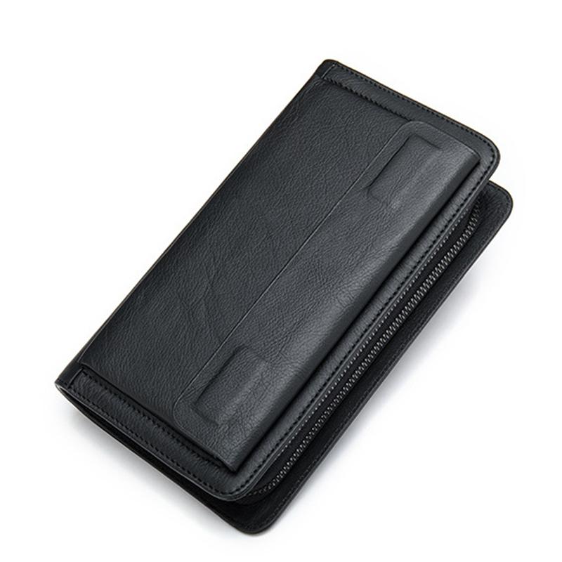 Card Holder Contrast Color Soft Leather Currency Pocket Zipper Closure Wallet