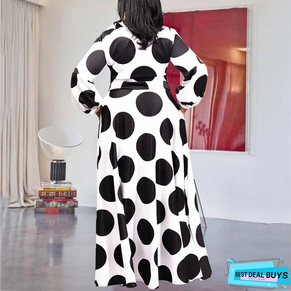 Print Size Dot Large Dress White Dresses