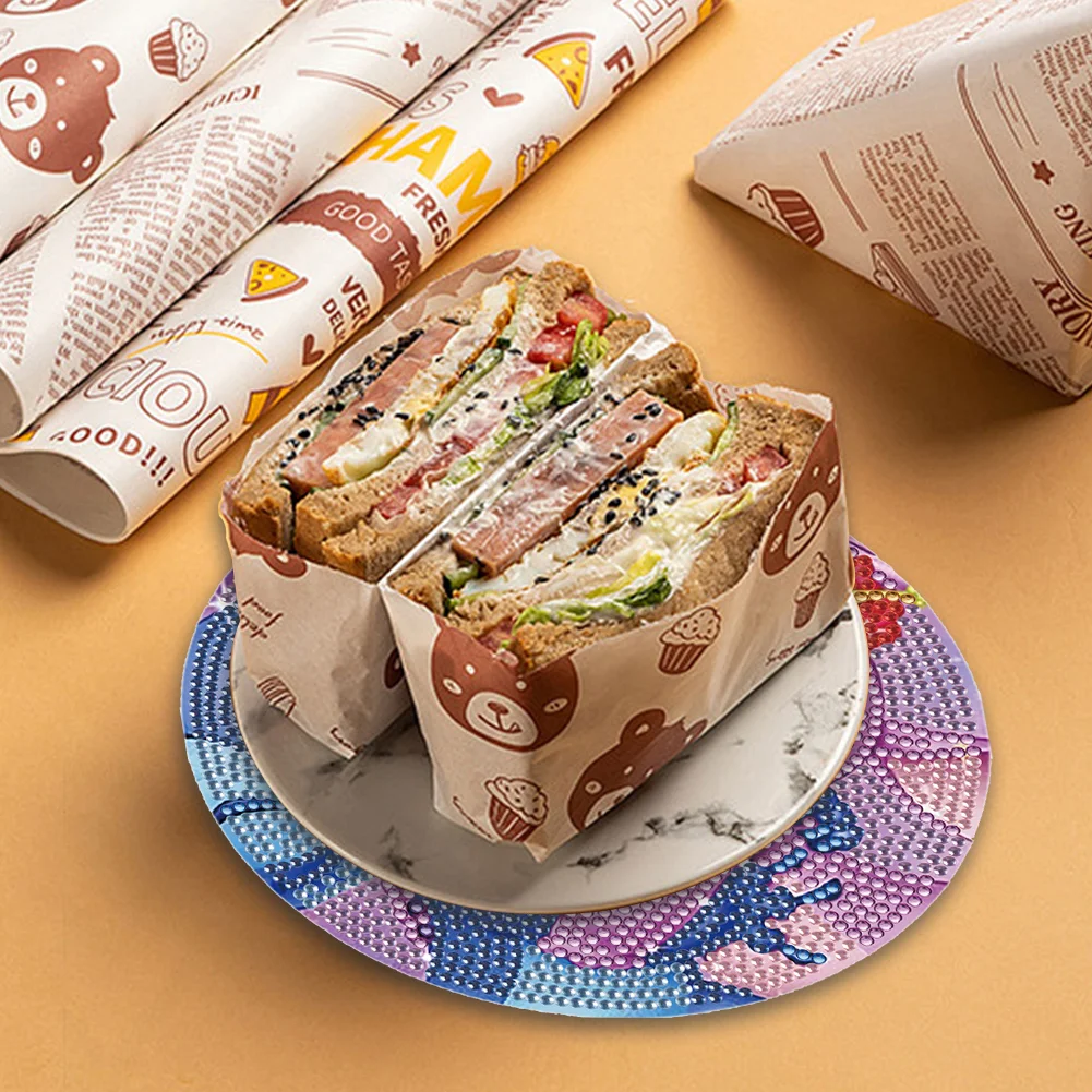 4pcs DIY Disneyland Cartoon Wooden Diamond Painted Placemats for Dining Table Decor(16*16cm)