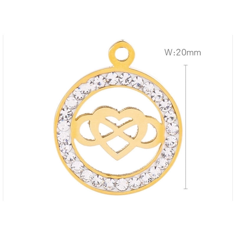 1 Piece Stainless Steel Zircon 18K Gold Plated Infinity Heart Shape