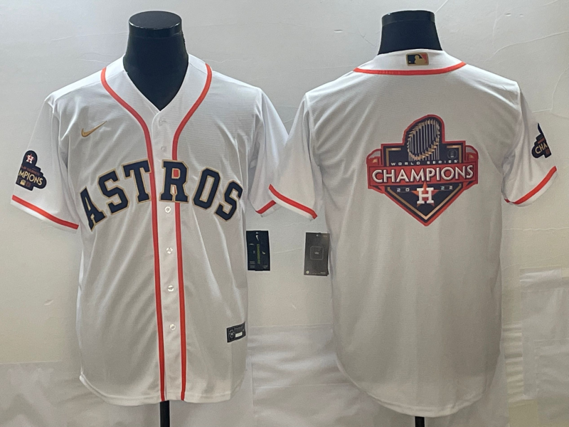 Men's Houston Astros White 2023 Gold Collection Replica Player Jersey mysite