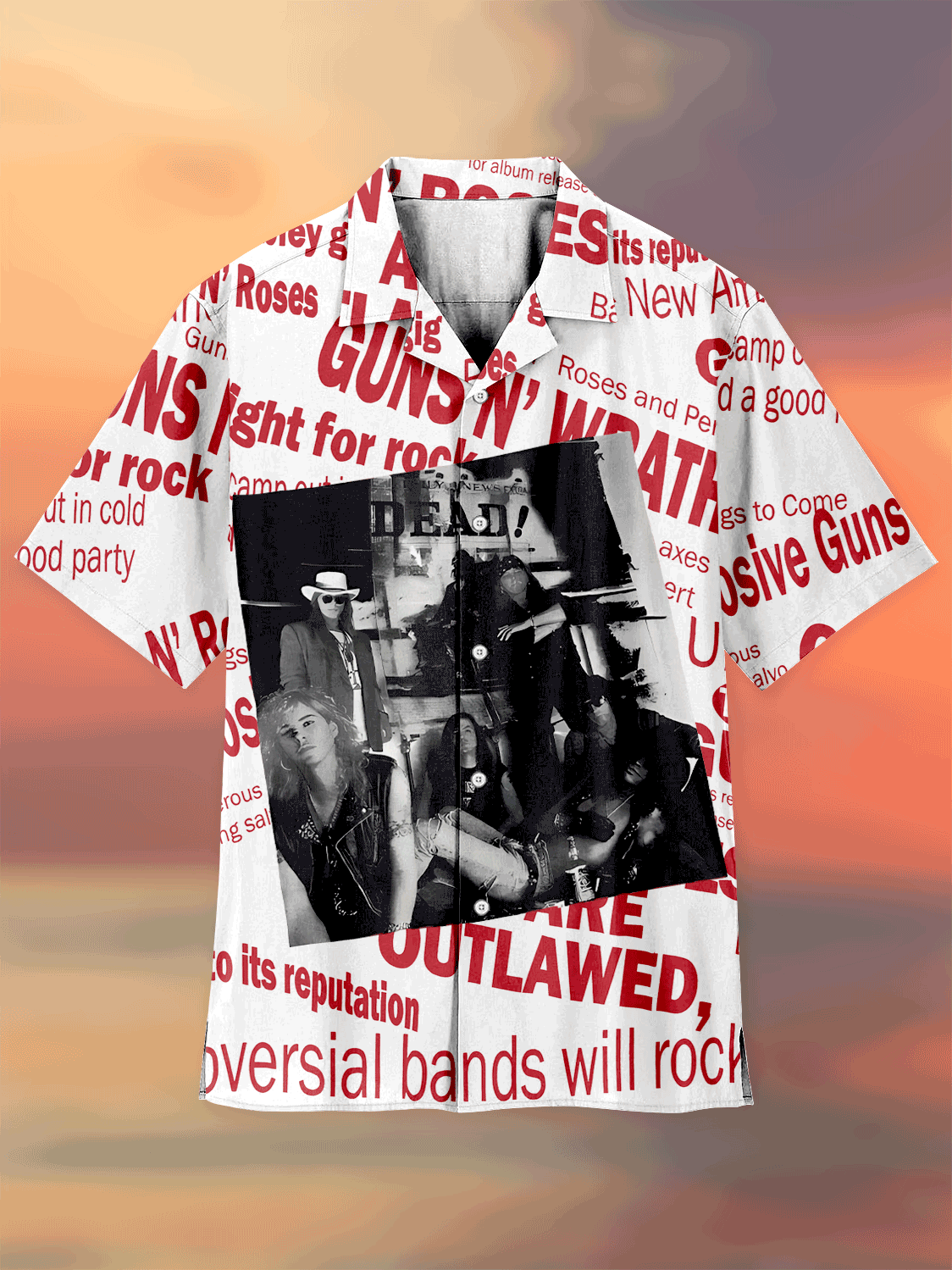 Comfortable and simple text print Cuban collar men's shirt PLUSCLOTHESMAN