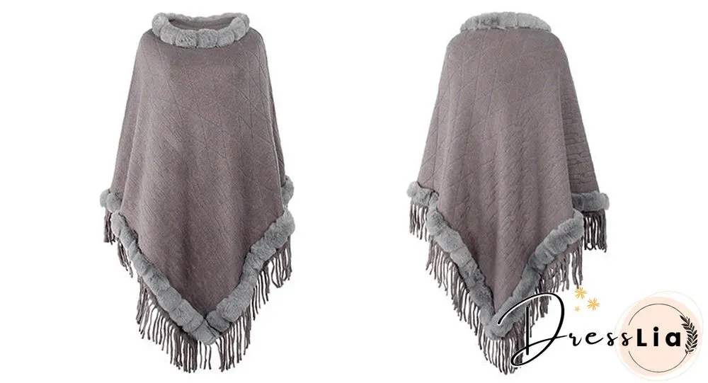 Round Neck Poncho Solid Color Cape Shawls