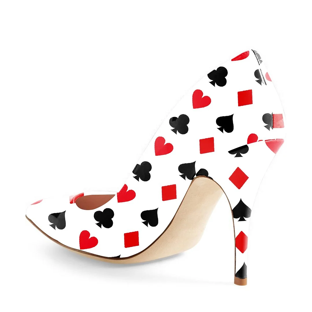 Ivory Vegan Leather Colorful Printed Pointed Toe Stiletto Heel Pumps