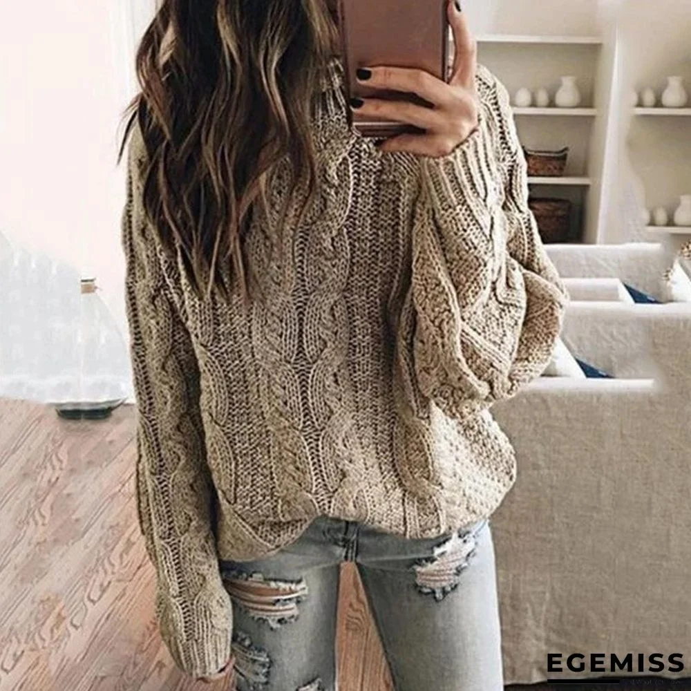 Fashion Solid Color Knitted Top Autumn Winter Sweater | EGEMISS