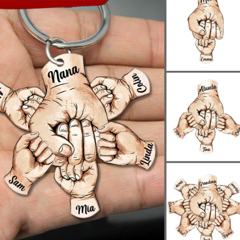 Hands Print Personalized Acrylic Keychain